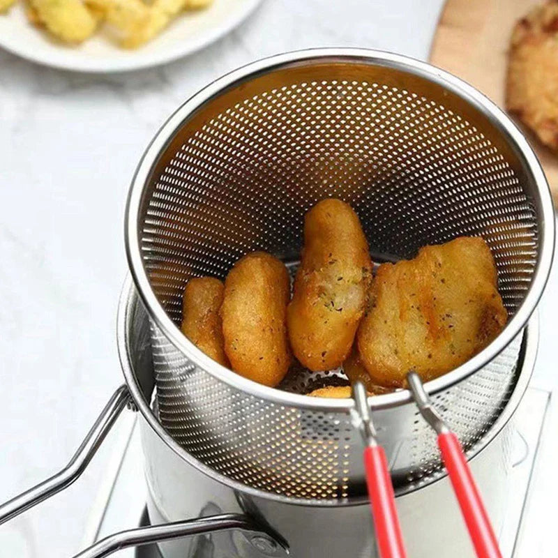 Fritadeira de Aço Inoxidável Tempura com Filtro